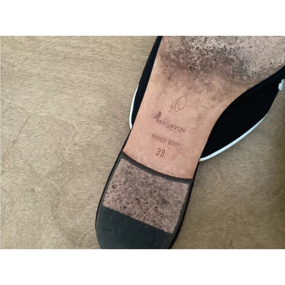 Black Canvas Mules/Slides White Beadwork Oscar de la Renta size 38 - Picture 3 of 6